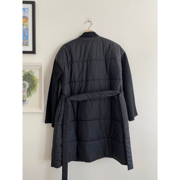 EILEEN FISHER Recycled Nylon with Boiled Wool Black Coat Size Small - Picture 7 of 11